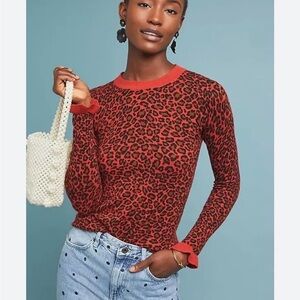 Scotch & Soda Red Leopard Print Long-Sleeve Top